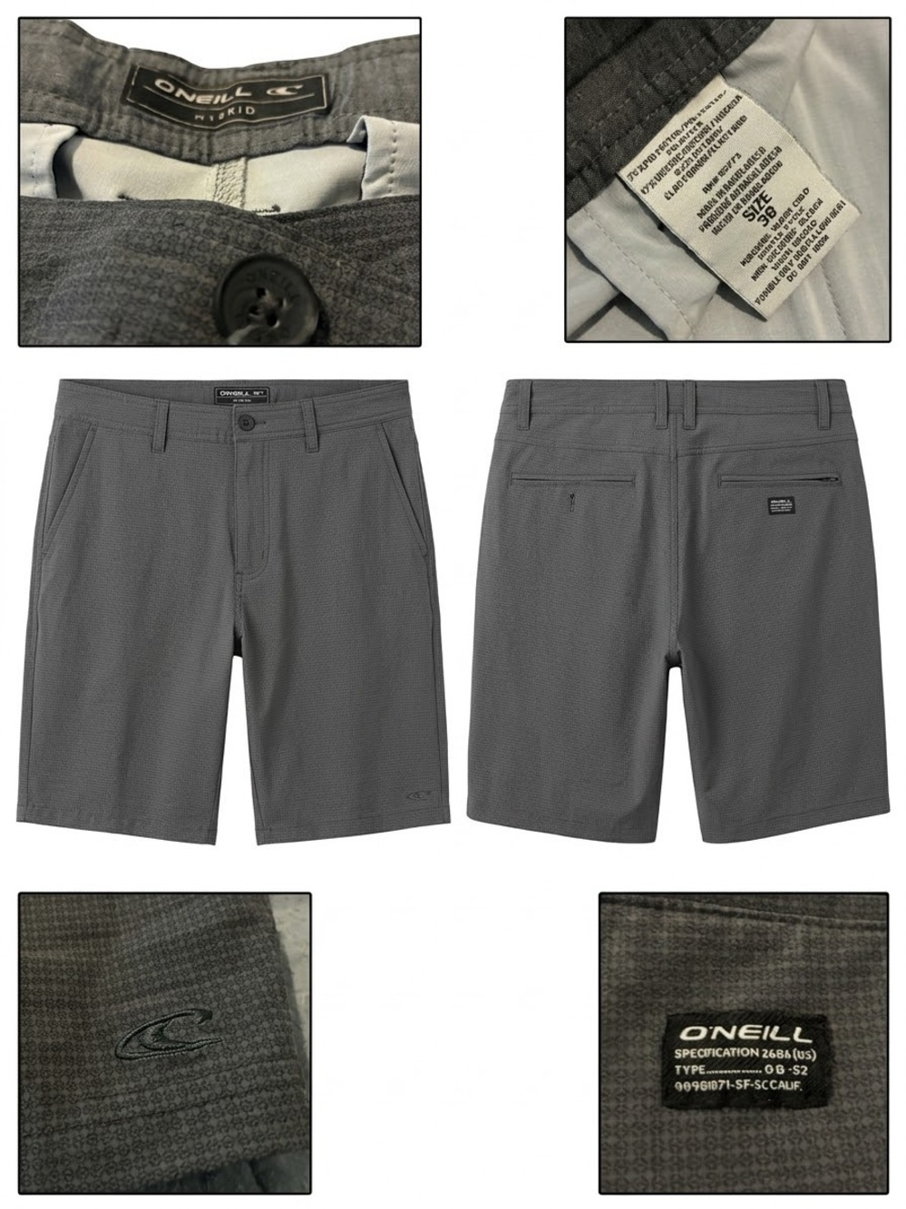 O'Neill Men's Charcoal Gray Flat Front Shorts